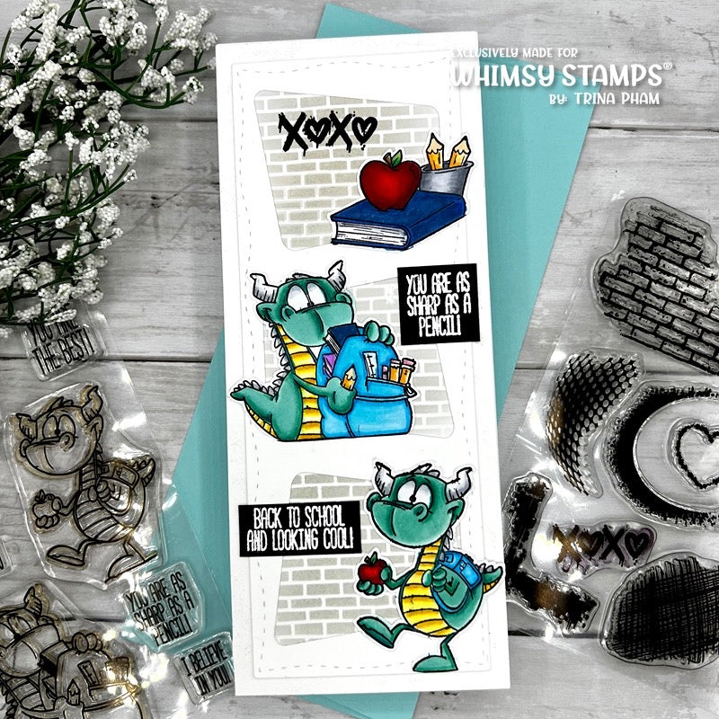 **NEW Back to School Dragons Clear Stamps - Whimsy Stamps