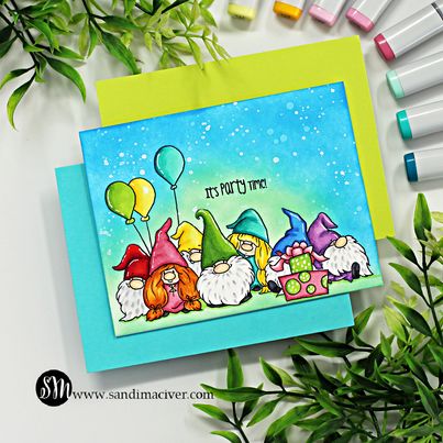 Gnome Party Row - NoFuss Masks - Whimsy Stamps