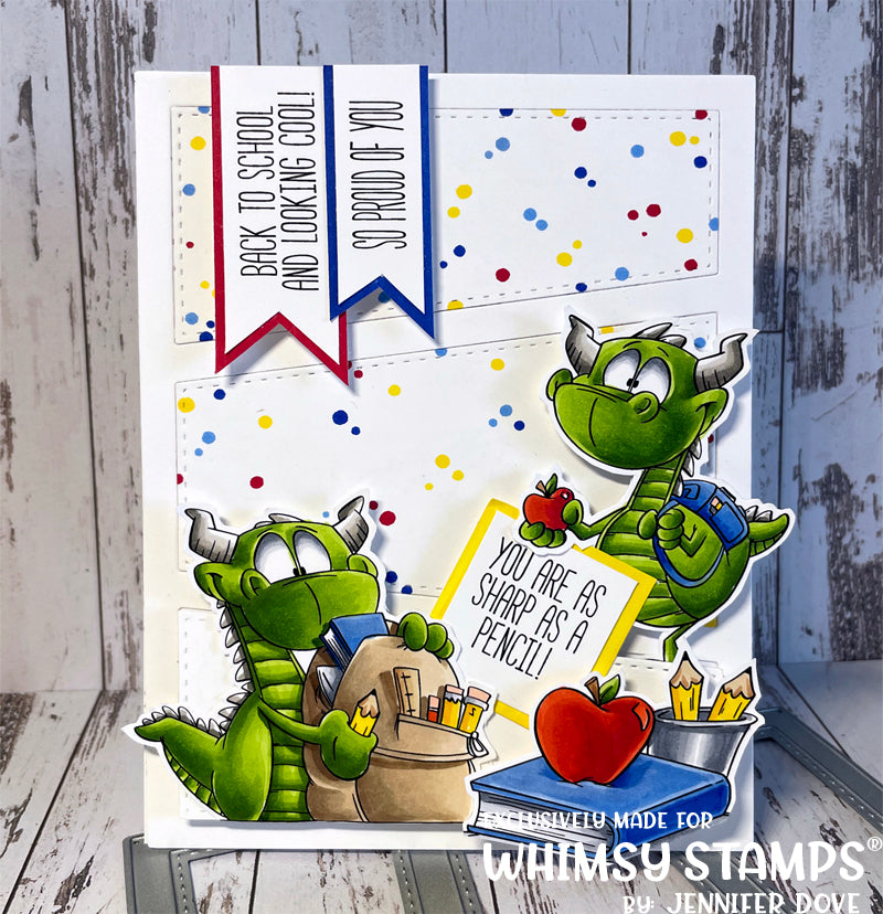 **NEW Back to School Dragons Clear Stamps - Whimsy Stamps