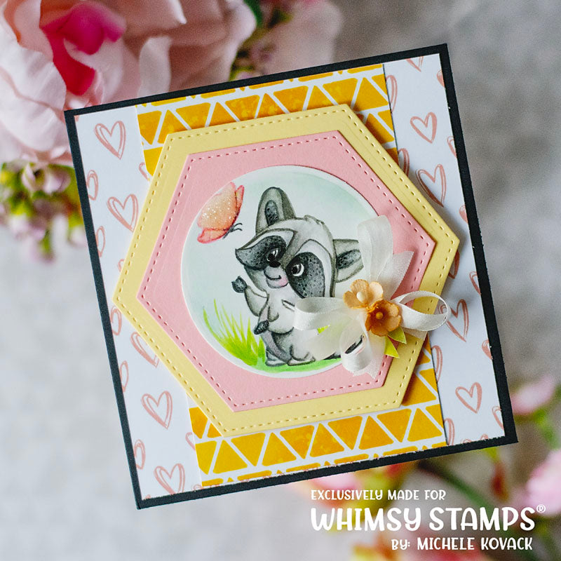 **NEW Raccoon Happy Day Clear Stamps - Whimsy Stamps