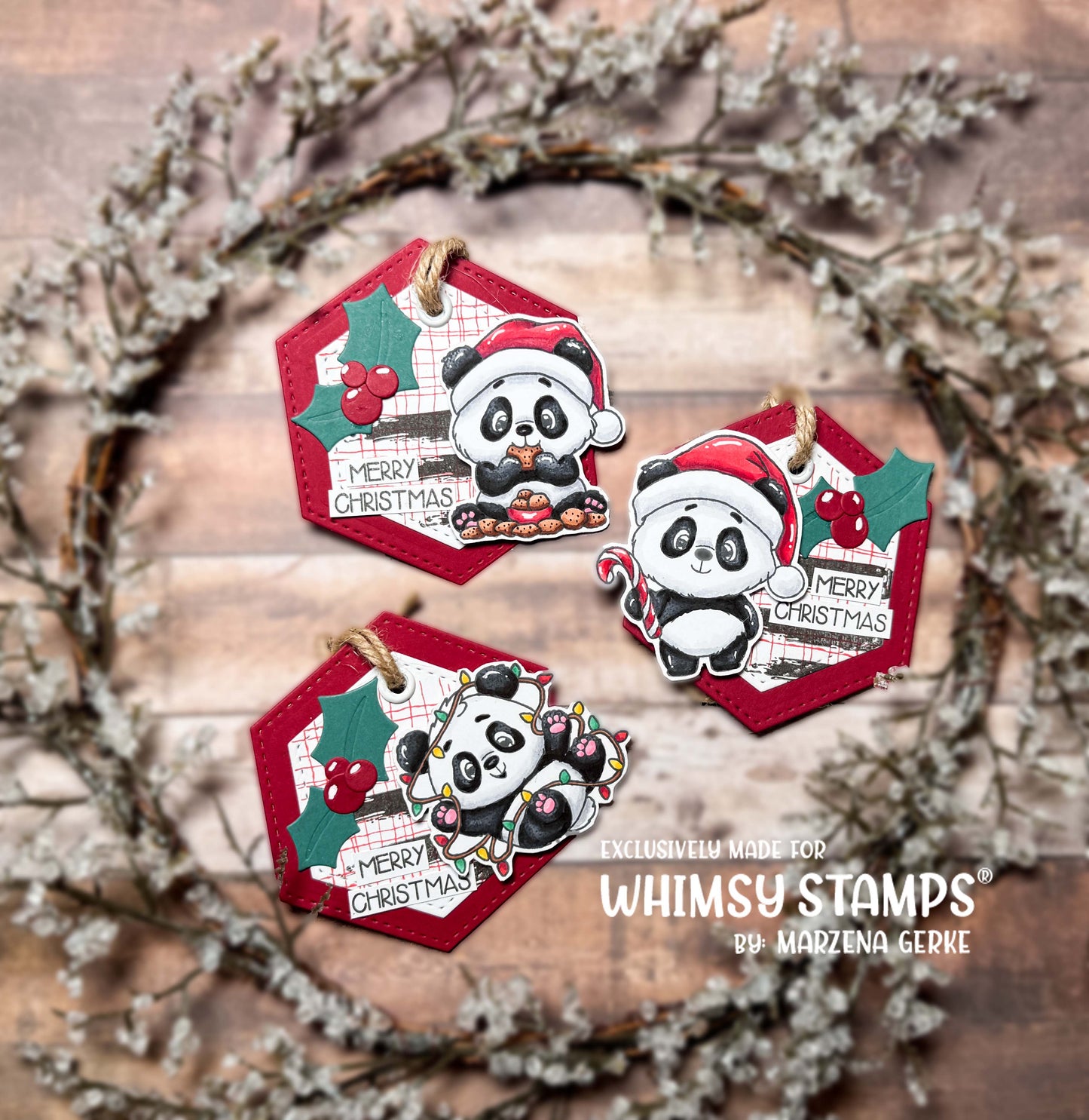 **NEW Panda Christmas Clear Stamps - Whimsy Stamps