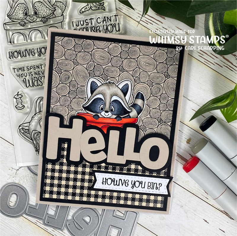 **NEW Raccoon How've You Bin Clear Stamps - Whimsy Stamps