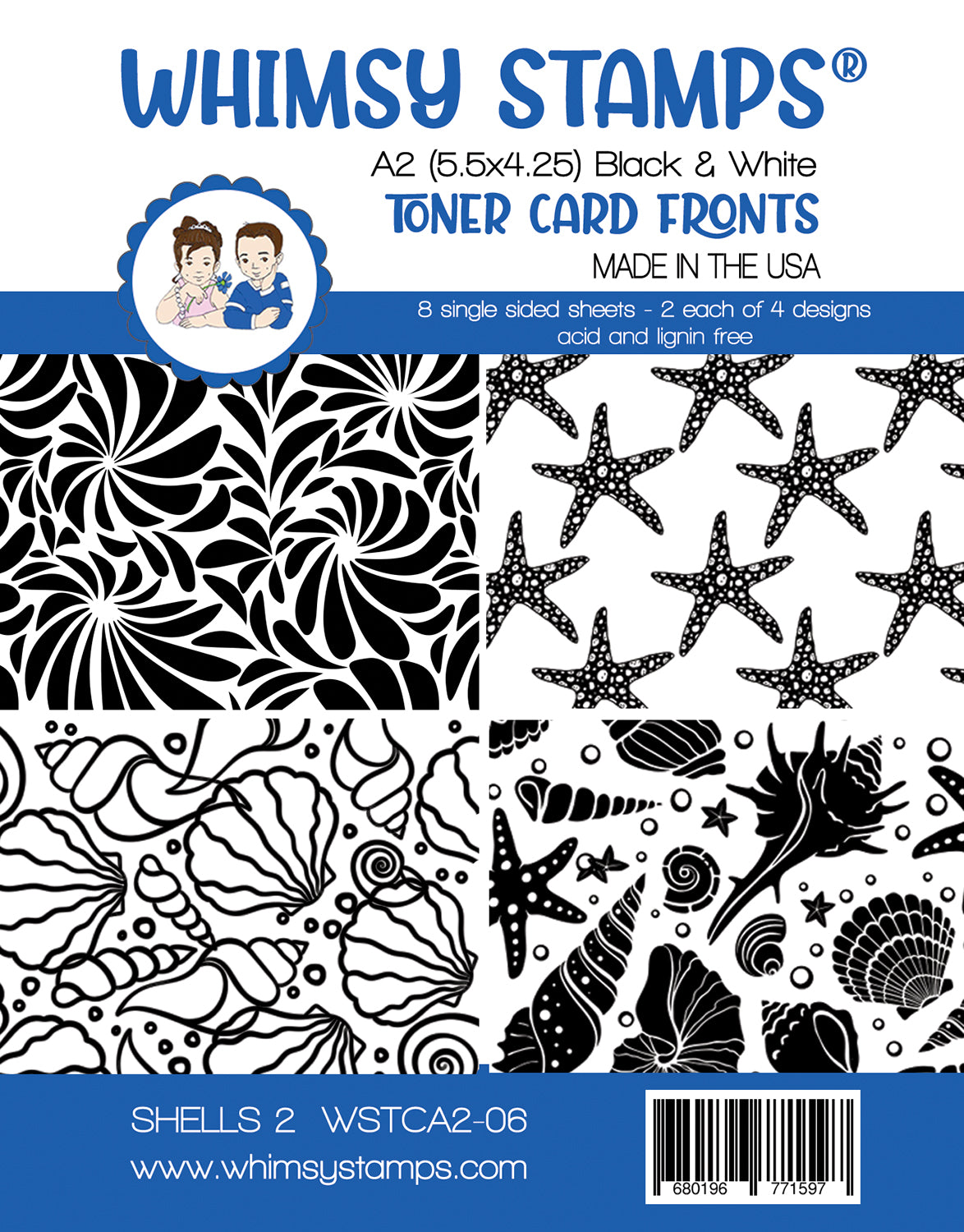 **NEW Toner Card Front Pack - A2 Shells 2 - Whimsy Stamps