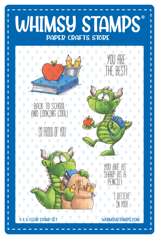 **NEW Back to School Dragons Clear Stamps - Whimsy Stamps