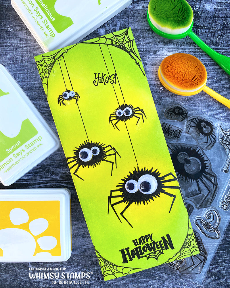 Fuzzy Spiders Clear Stamps - Whimsy Stamps