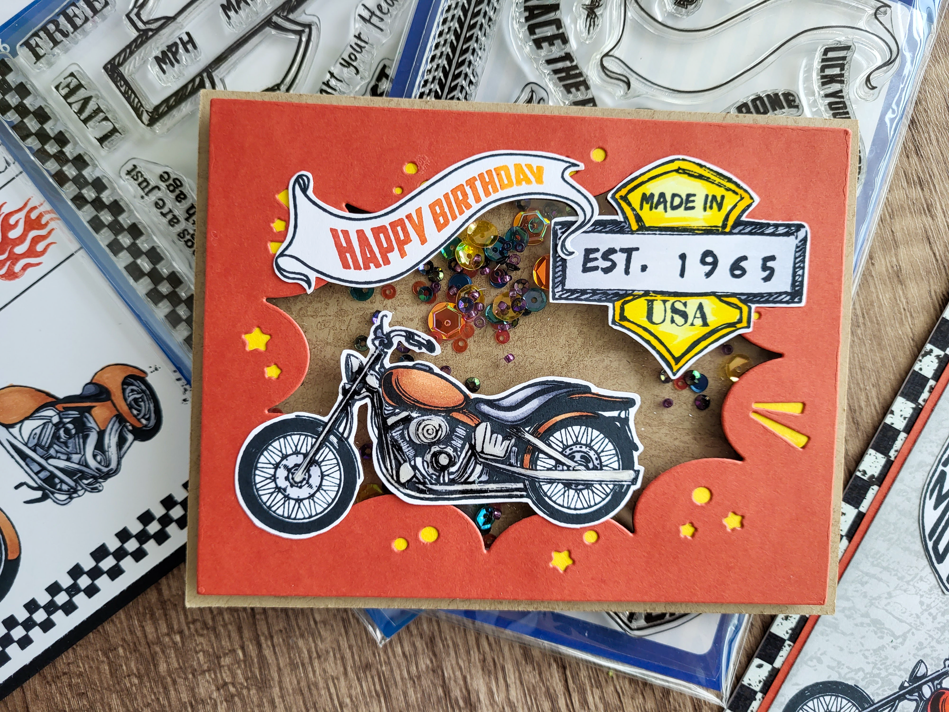 Biker Kickstart My Heart Clear Stamps - Whimsy Stamps