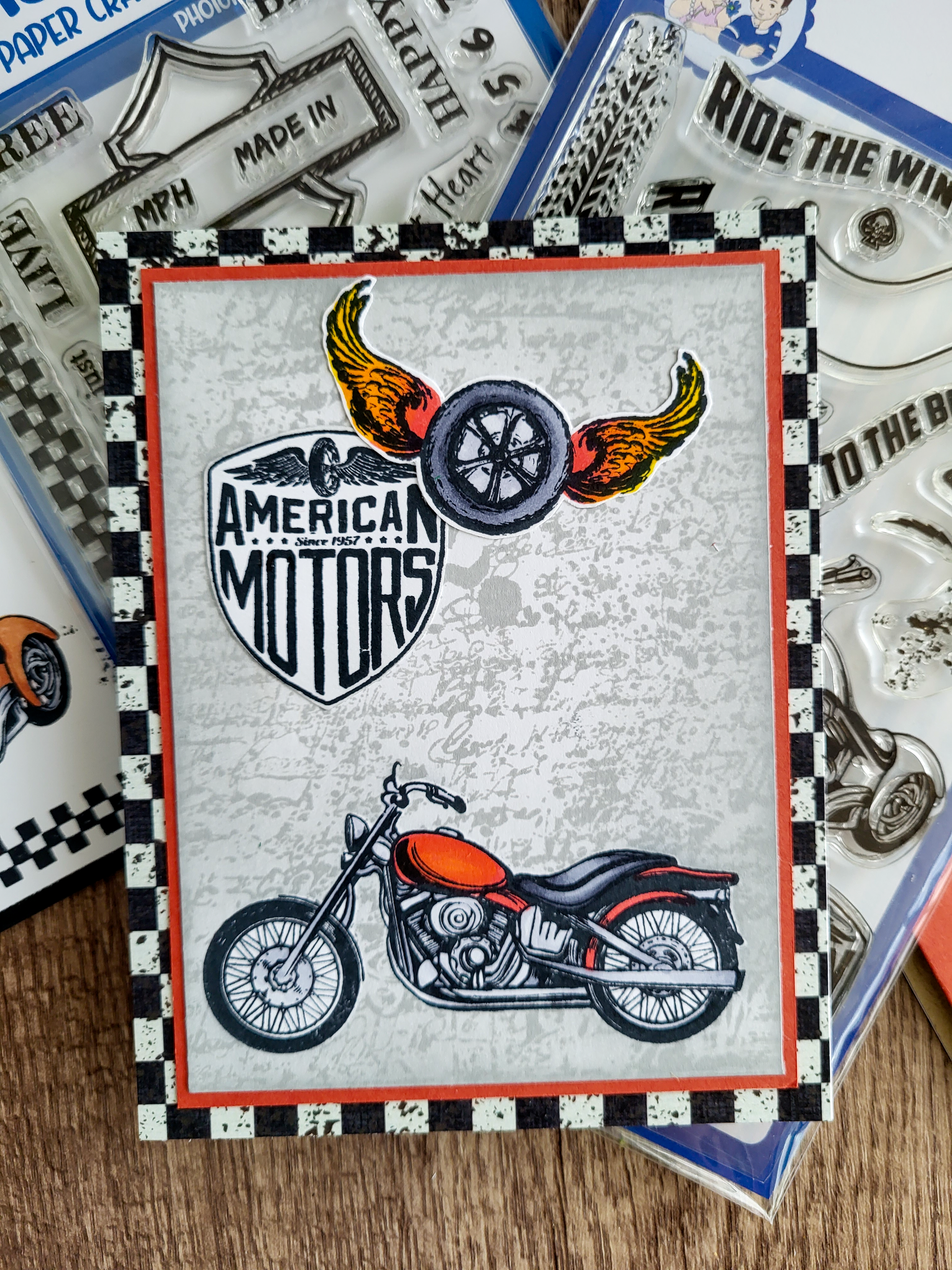 Biker Kickstart My Heart Clear Stamps - Whimsy Stamps