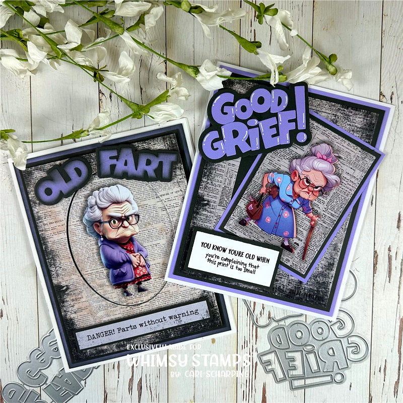 **NEW Quick Card Fronts - Old Fart Grandma - Whimsy Stamps