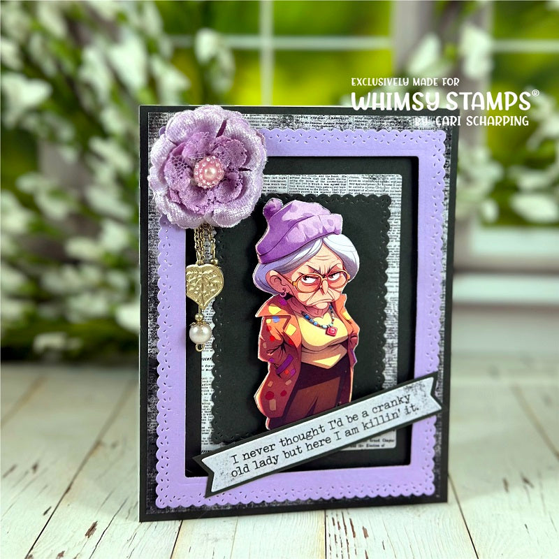 **NEW Quick Card Fronts - Old Fart Grandma - Whimsy Stamps