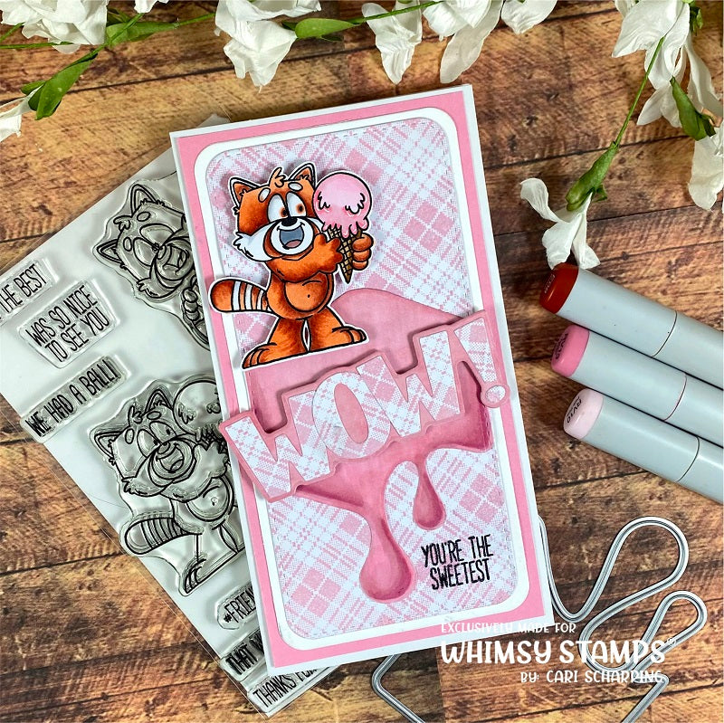 **NEW Red Panda Fun Clear Stamps - Whimsy Stamps