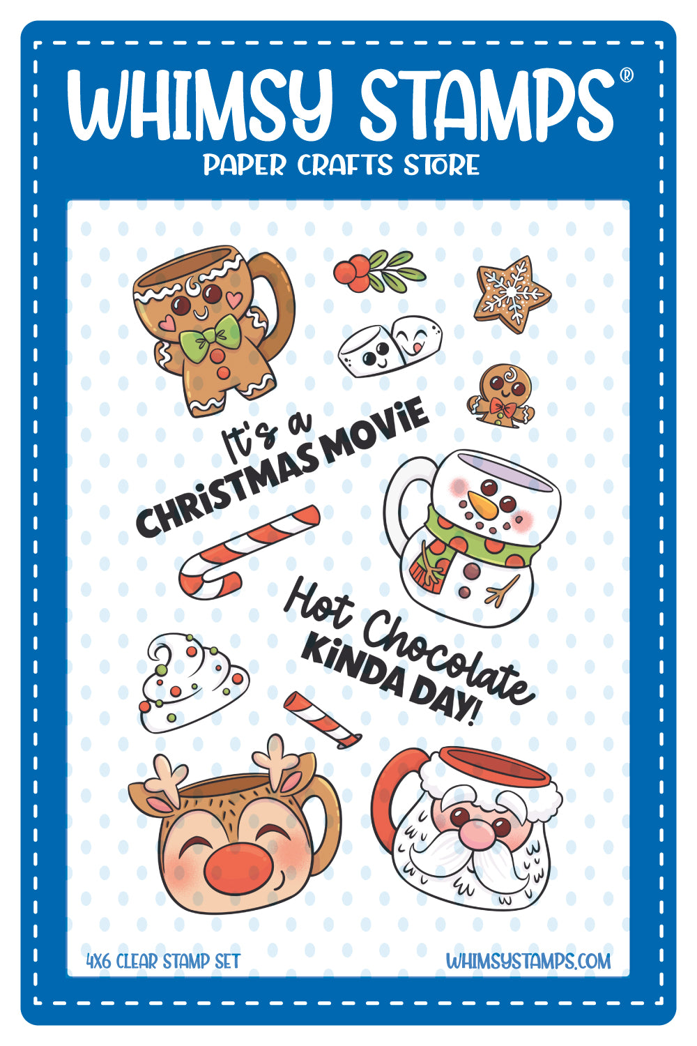 **NEW Christmas Cocoa Mugs Clear Stamps - Whimsy Stamps