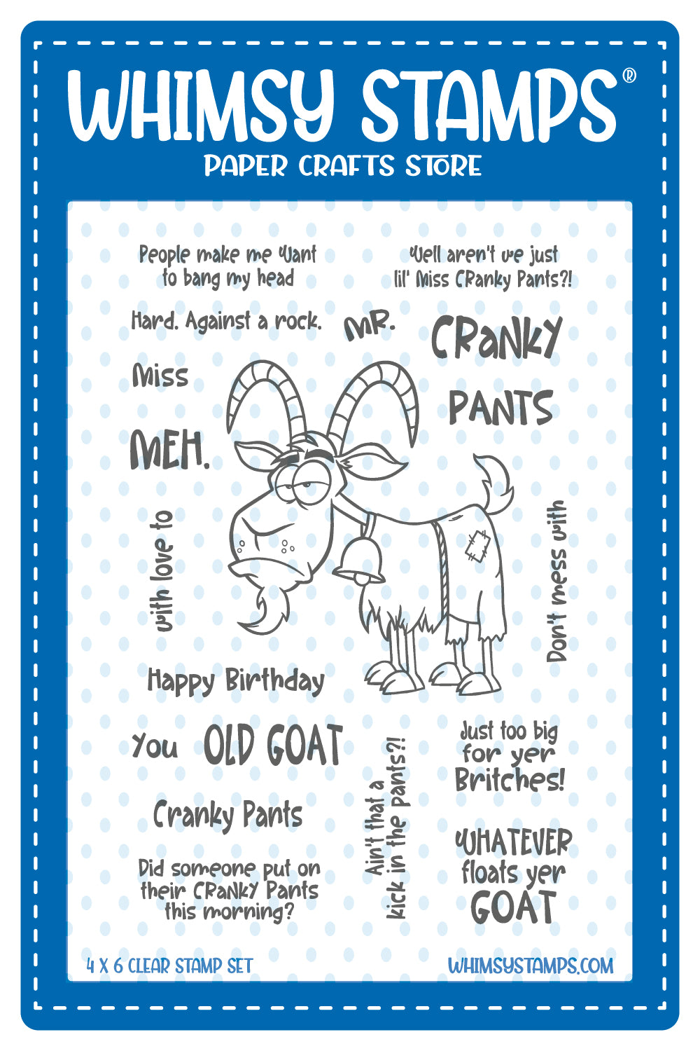 **NEW Cranky Pants Clear Stamps - Whimsy Stamps