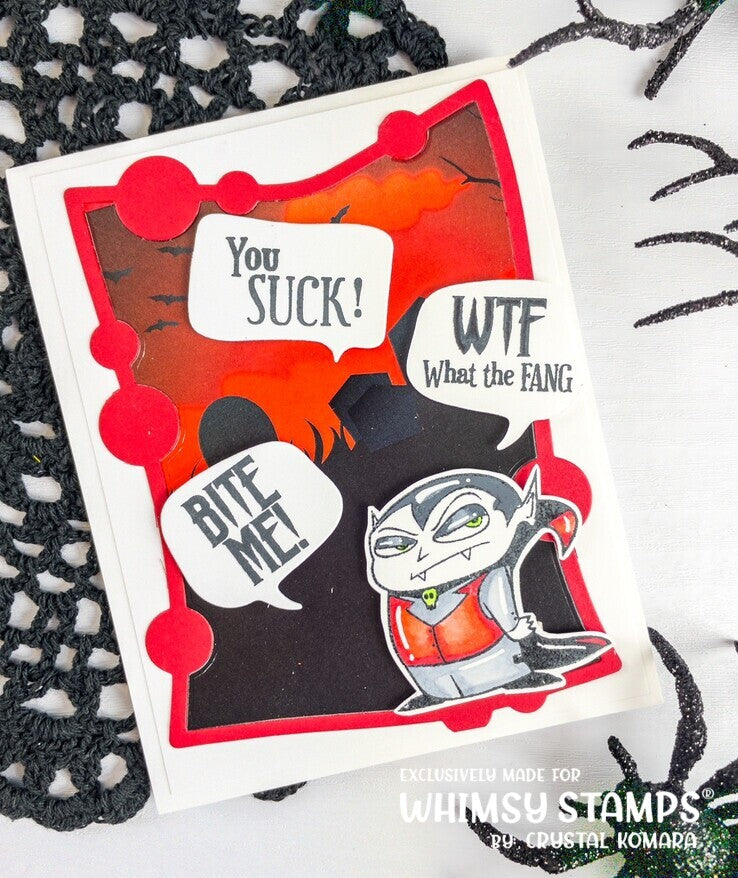 Dracula Bite Me Clear Stamps - Whimsy Stamps