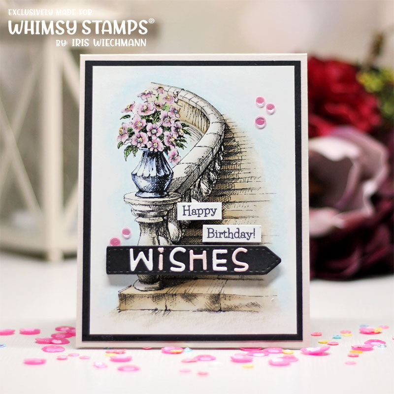 **NEW Floral Stairway Rubber Cling Stamp - Whimsy Stamps