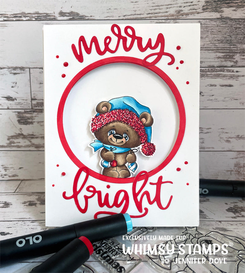 Merry and Bright Word and Shadow Die Set - Whimsy Stamps