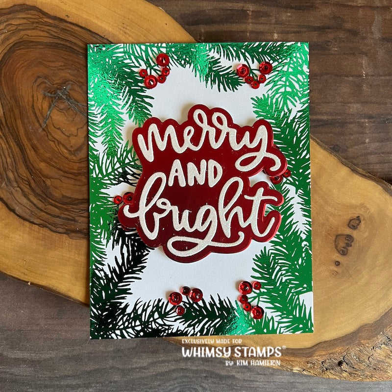 Merry and Bright Word and Shadow Die Set - Whimsy Stamps