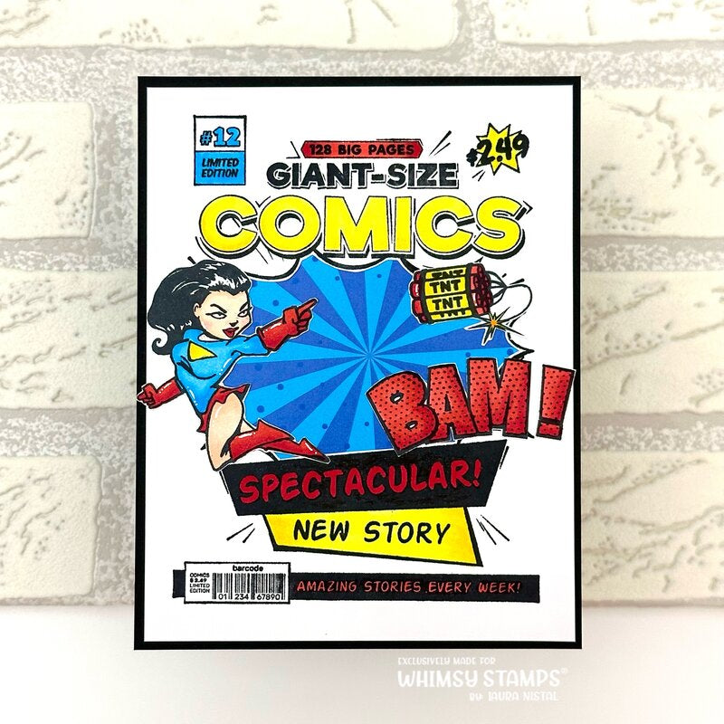 Comic Book Page Rubber Cling Stamp - Whimsy Stamps