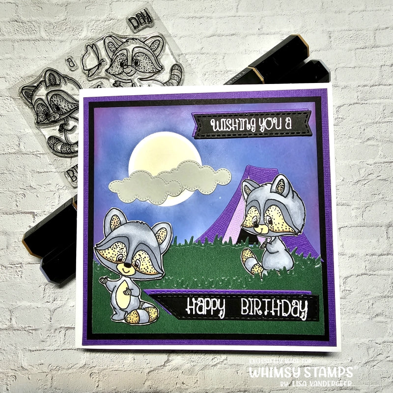 **NEW Raccoon Happy Day Clear Stamps - Whimsy Stamps