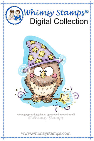 Little Wizard Owl - Digital Stamp - Whimsy Stamps