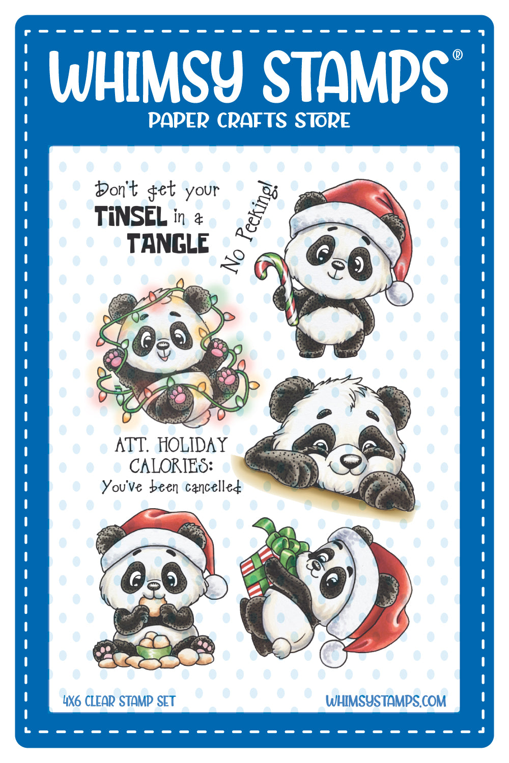 **NEW Panda Christmas Clear Stamps - Whimsy Stamps