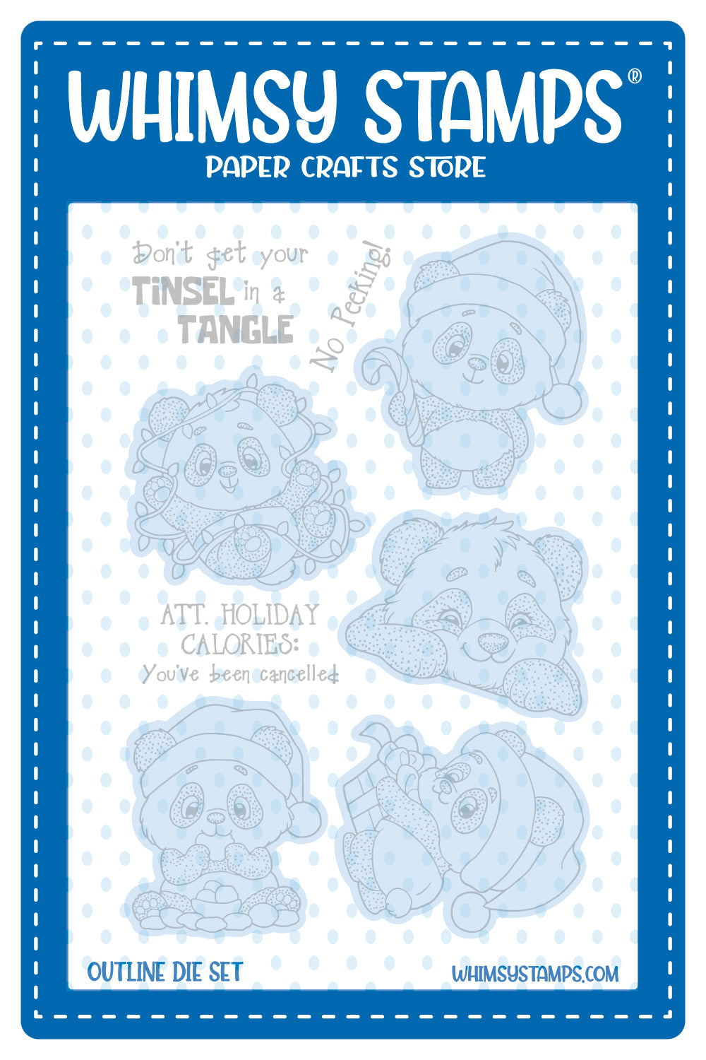 **NEW Panda Christmas Outline Die Set - Whimsy Stamps