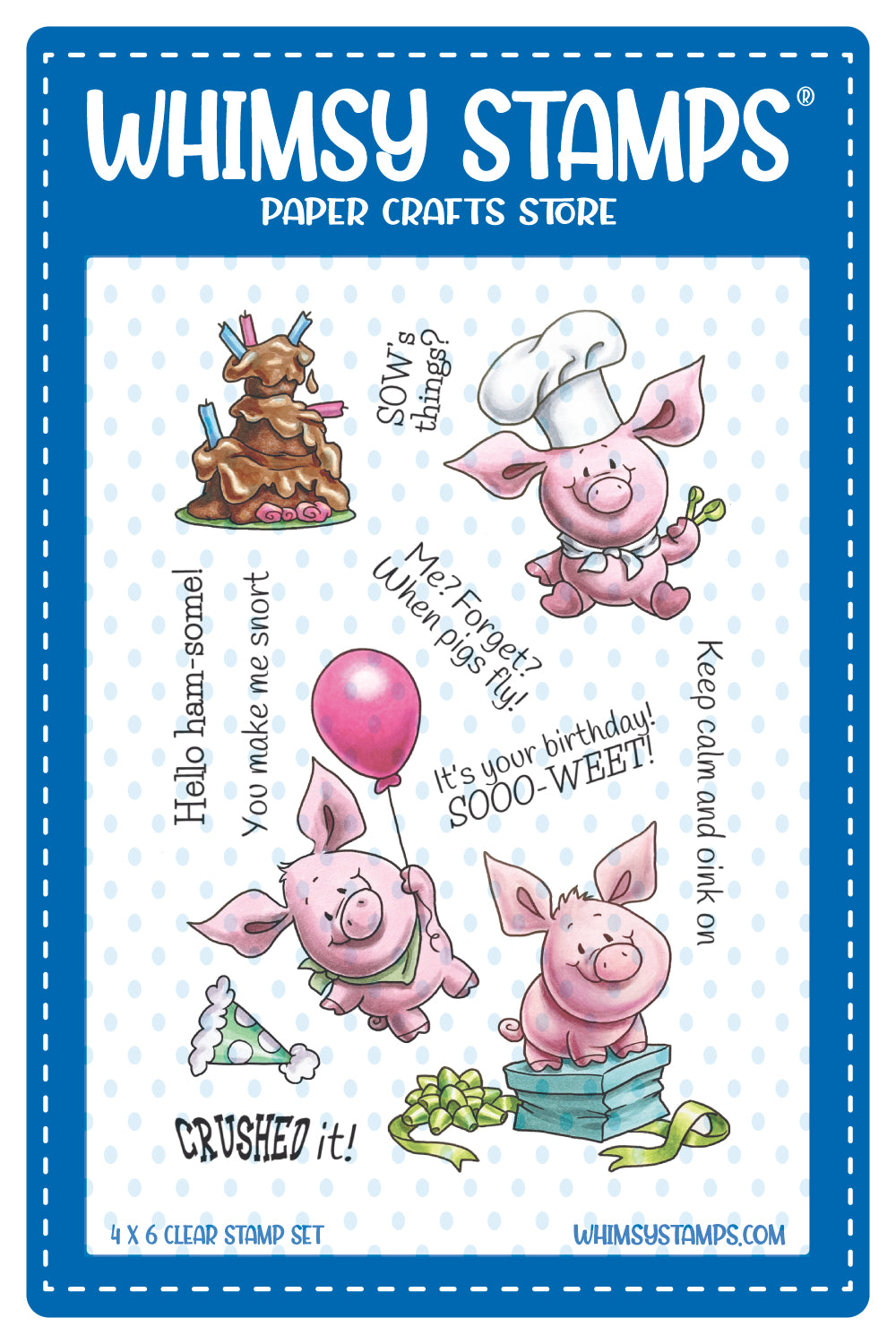 **NEW Piggies Crushed It Clear Stamps - Whimsy Stamps