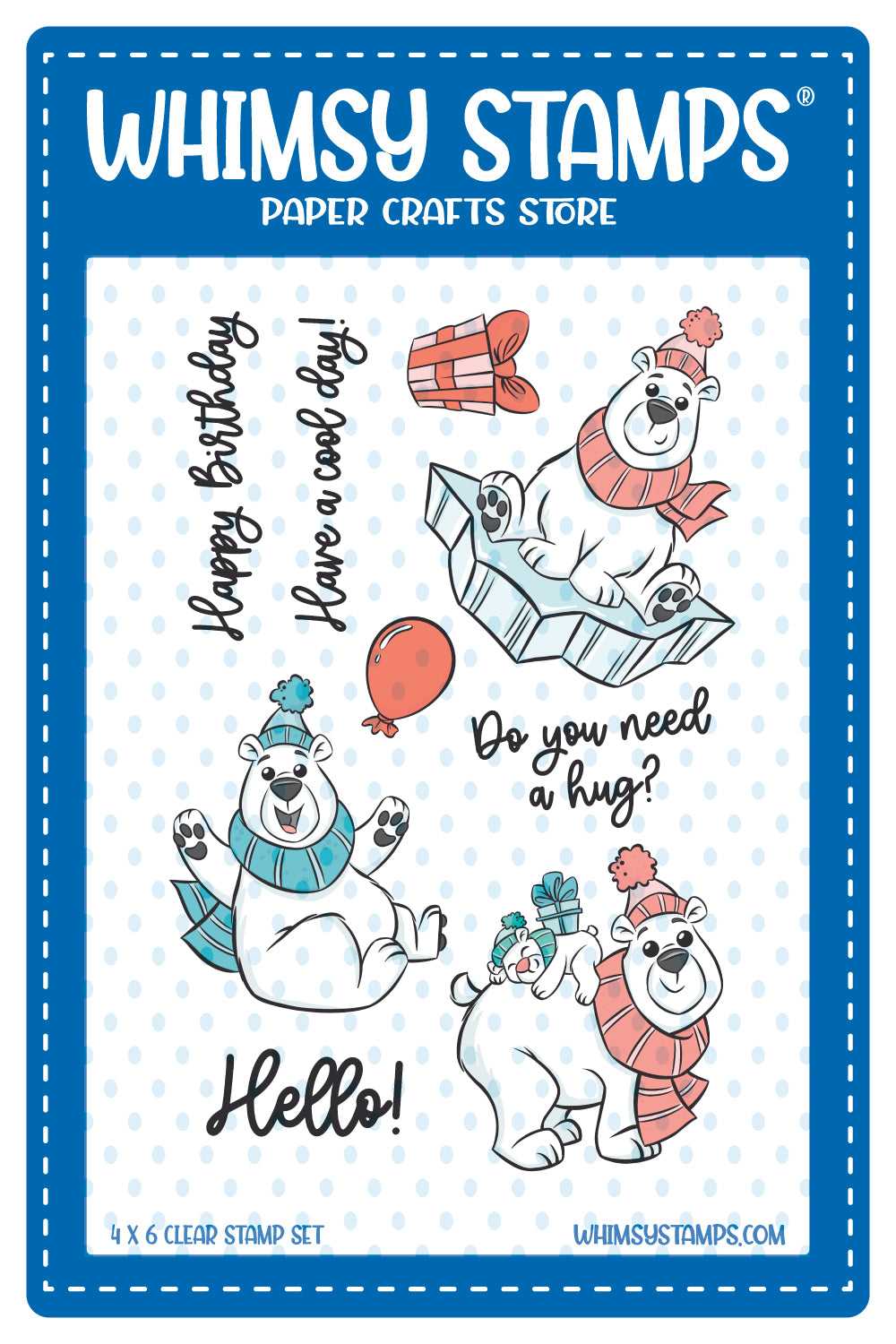 **NEW Polar Bear Birthday Clear Stamps - Whimsy Stamps