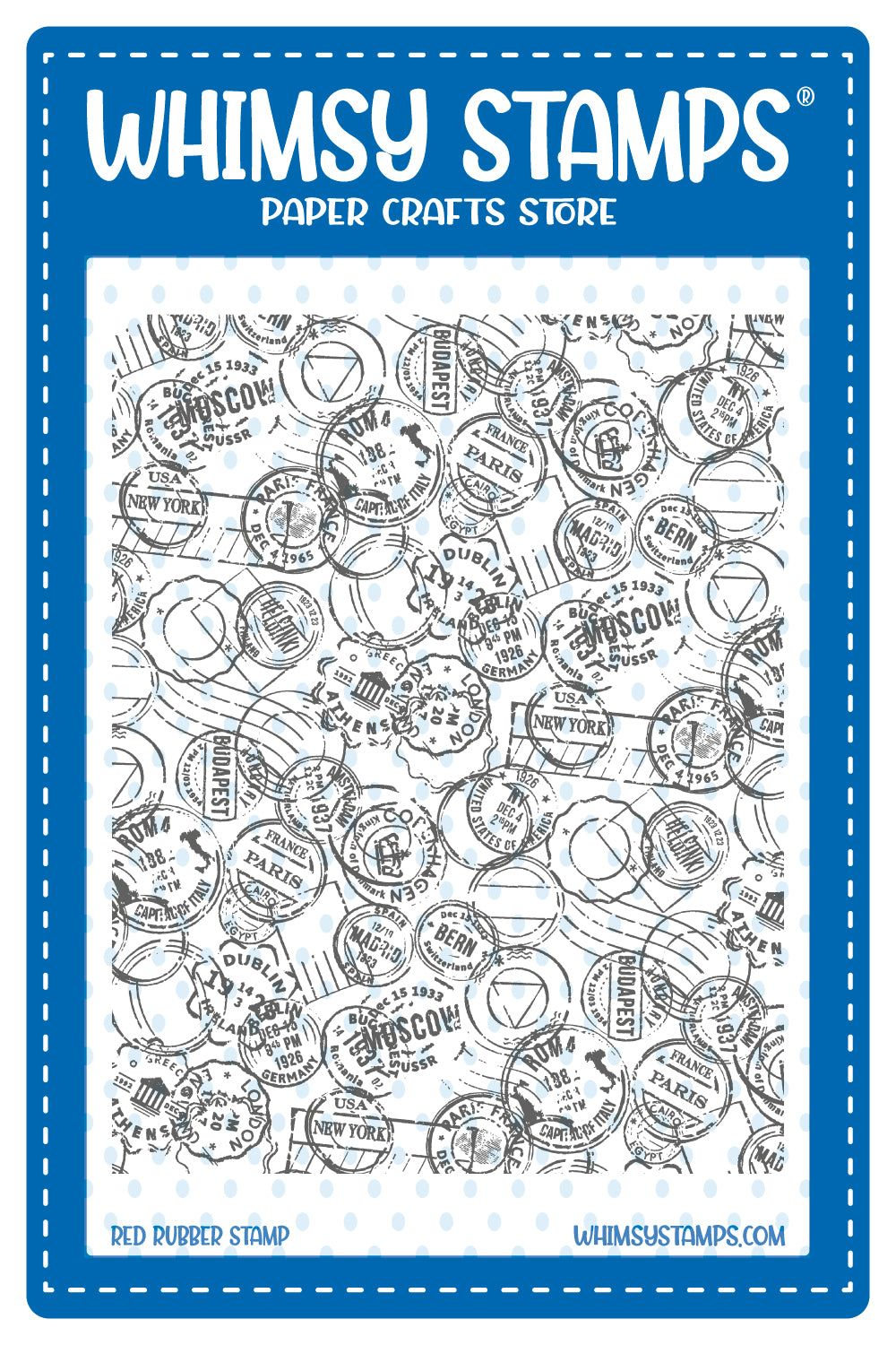 **NEW Postmarks Background Rubber Cling Stamp - Whimsy Stamps