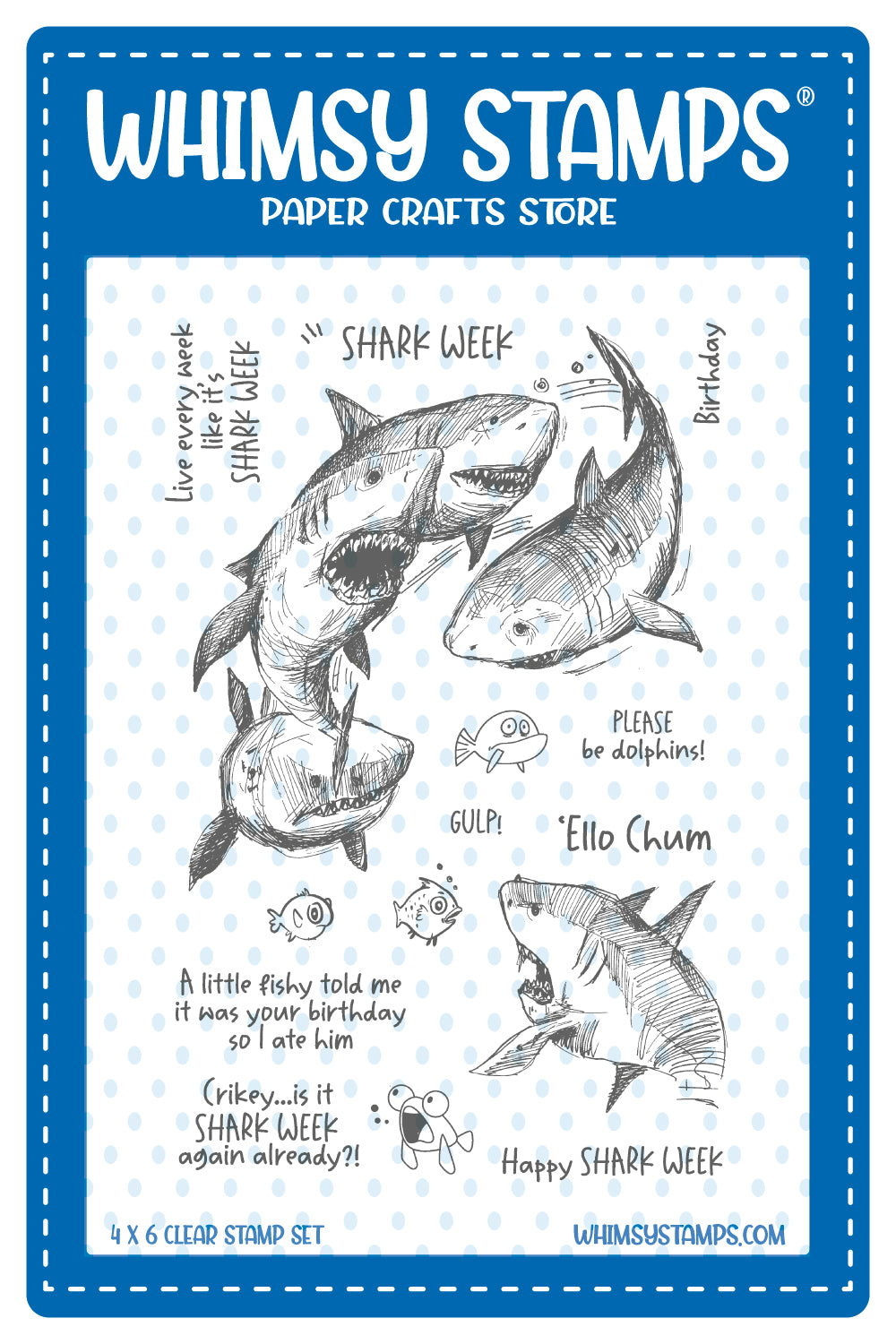 **NEW Shark Week Clear Stamps - Whimsy Stamps