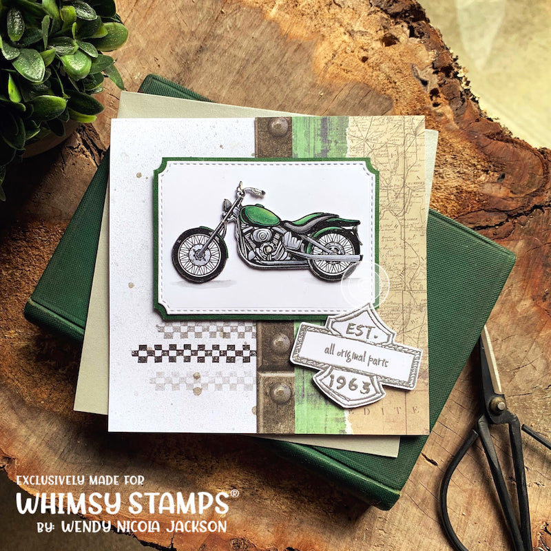 Biker Kickstart My Heart Clear Stamps - Whimsy Stamps