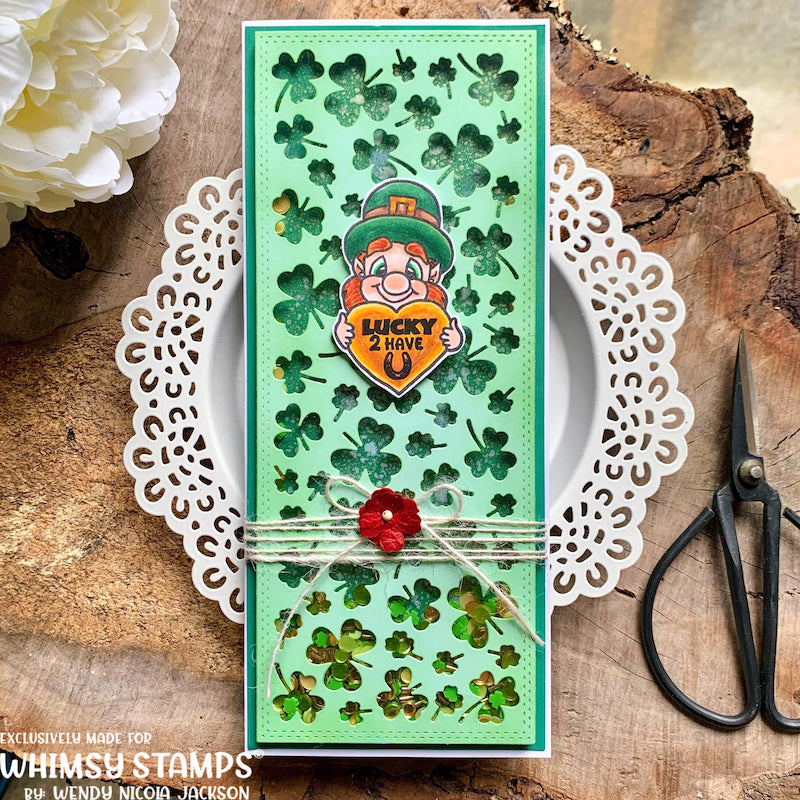 Slimline Shamrocks Background Die - Whimsy Stamps