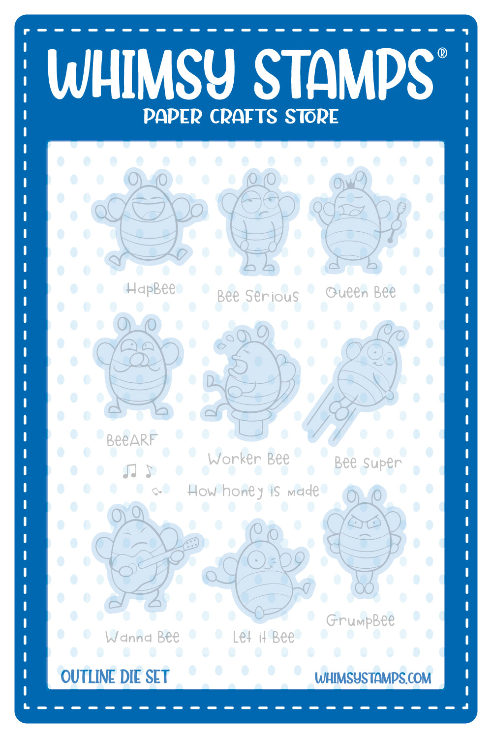 Bizzy Bees 2 Outline Die Set - Whimsy Stamps