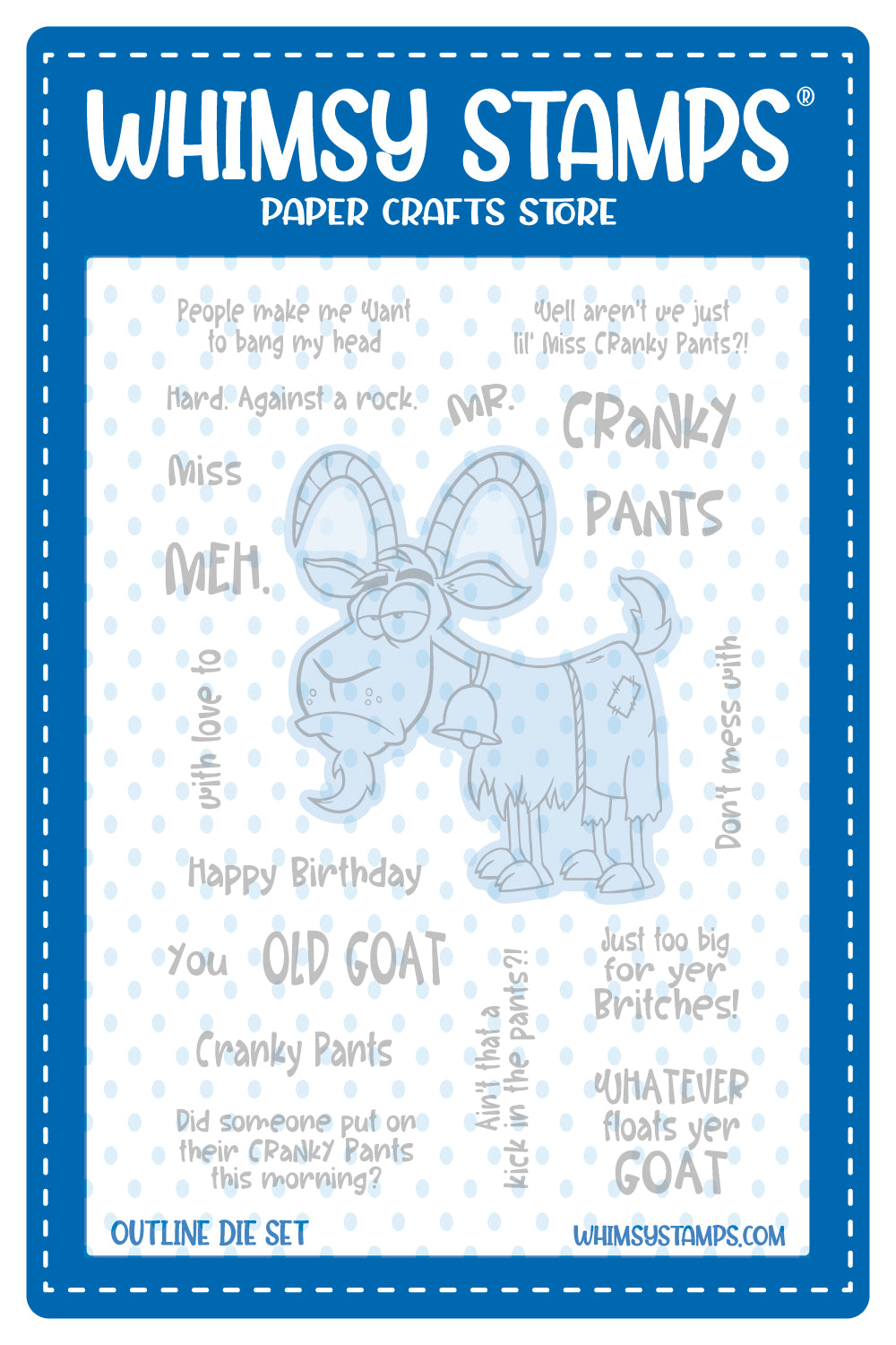 Cranky Pants Outline Die - Whimsy Stamps