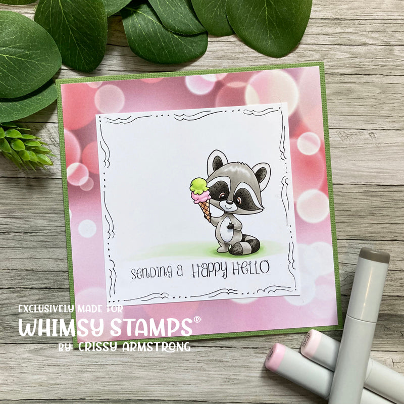 *NEW Raccoon Happy Day Clear Stamps - Whimsy Stamps