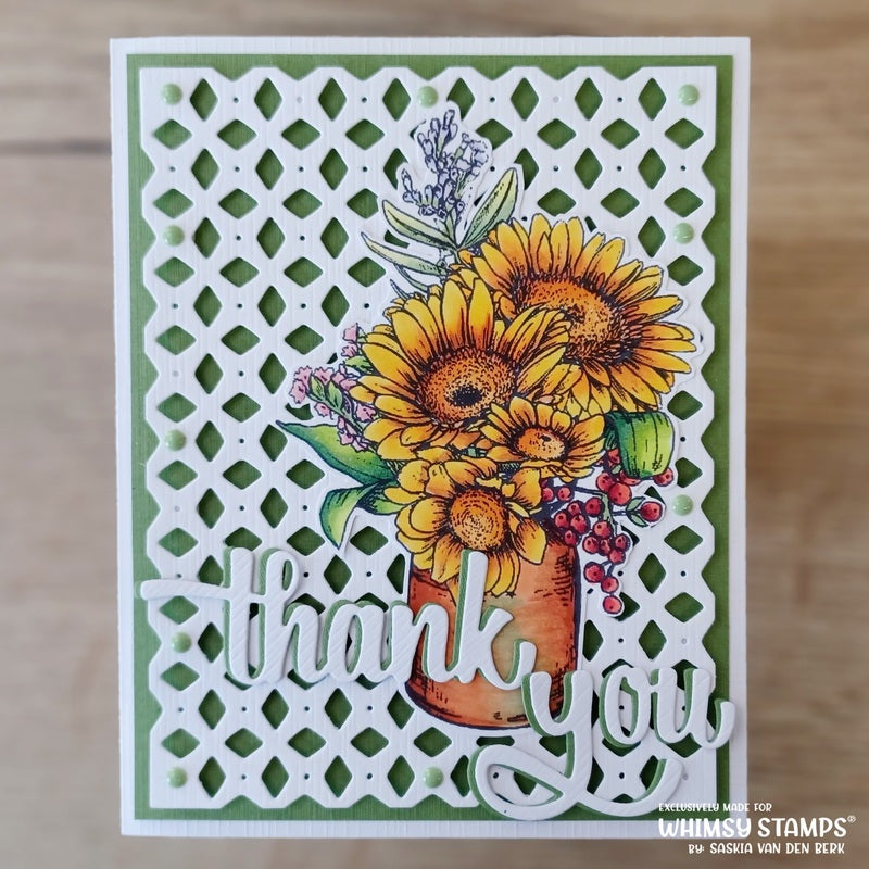 **NEW Gerbera Daisies Vase Rubber Cling Stamp - Whimsy Stamps