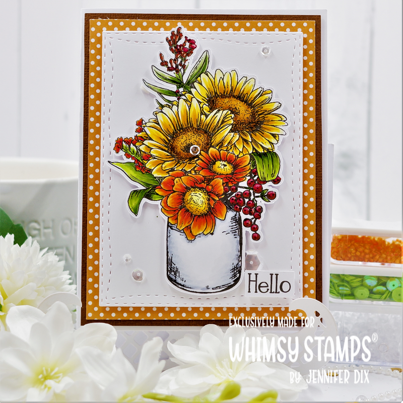 **NEW Gerbera Daisies Vase Rubber Cling Stamp - Whimsy Stamps