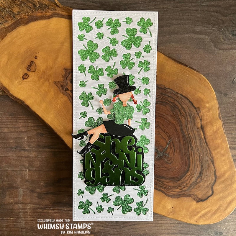 Slimline Shamrocks Background Die - Whimsy Stamps