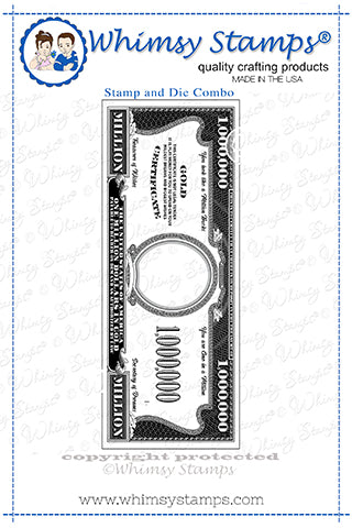 **NEW A Million Dollars Rubber Cling Stamp and Die Combo - Whimsy Stamps