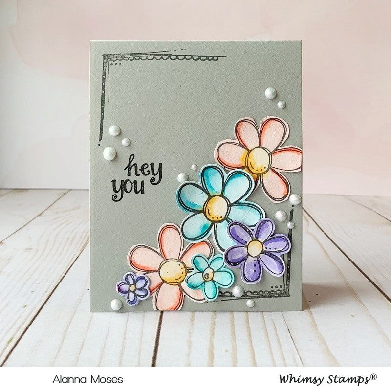 **NEW FaDoodle Flowers Clear Stamps - Whimsy Stamps