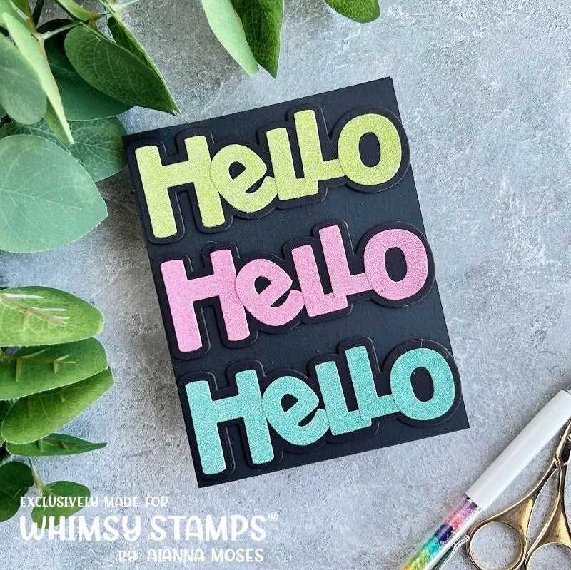 **NEW Hello Word and Shadow Die Set - Whimsy Stamps