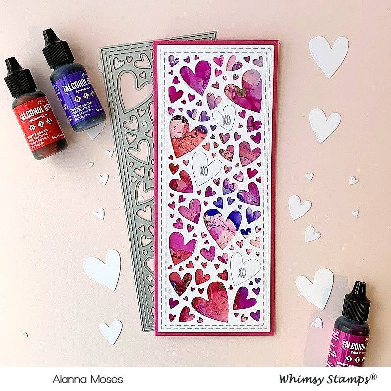 Slimline Hearts Background Die - Whimsy Stamps