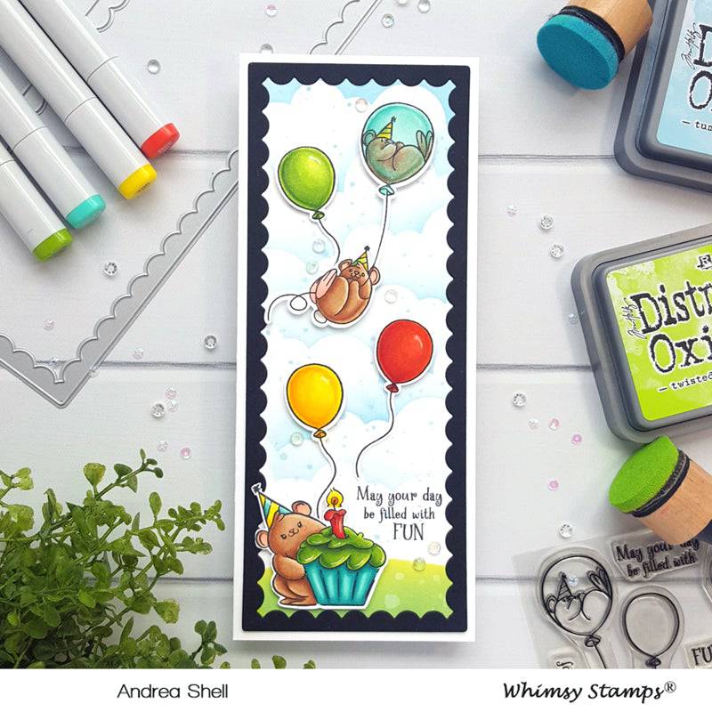 Slimline Birthday Scallops Die - Whimsy Stamps