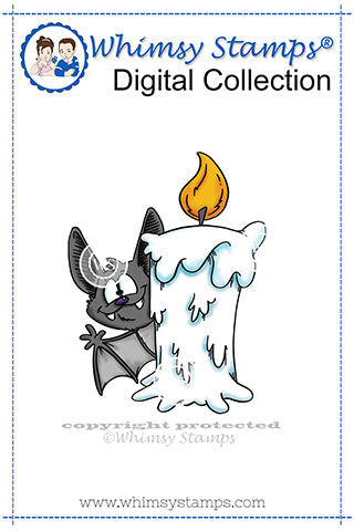 Bat Candle - Digital Stamp - Whimsy Stamps