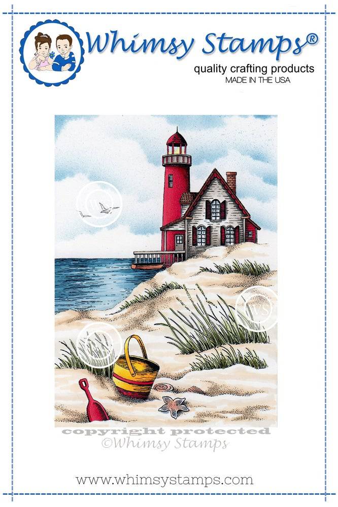 Beach Scene Rubber Cling Stamp - Whimsy Stamps