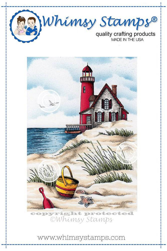 Beach Scene Rubber Cling Stamp - Whimsy Stamps