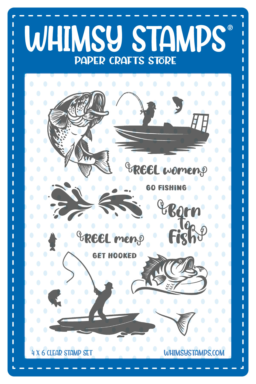 **NEW Born to Fish Clear Stamps - Whimsy Stamps