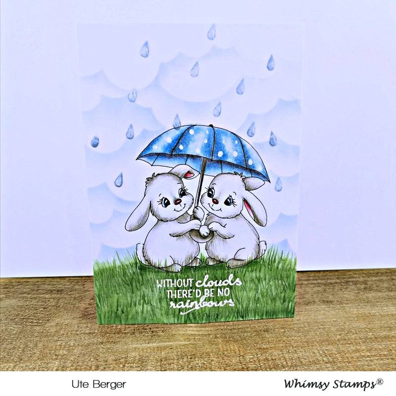 Bunnies Share Umbrella - Digital Stamp - Whimsy Stamps