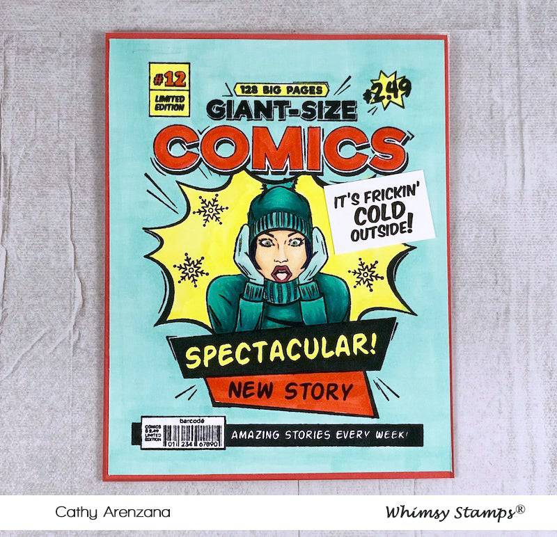 Comic Book Page Rubber Cling Stamp - Whimsy Stamps