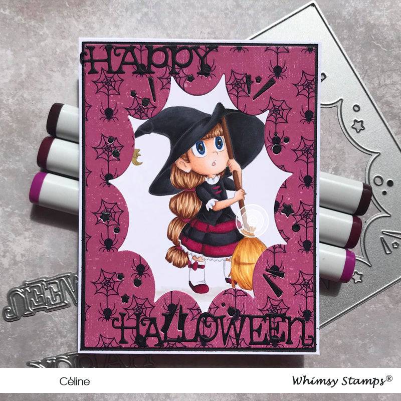 Sweeping Witch Tia - Digital Stamp - Whimsy Stamps