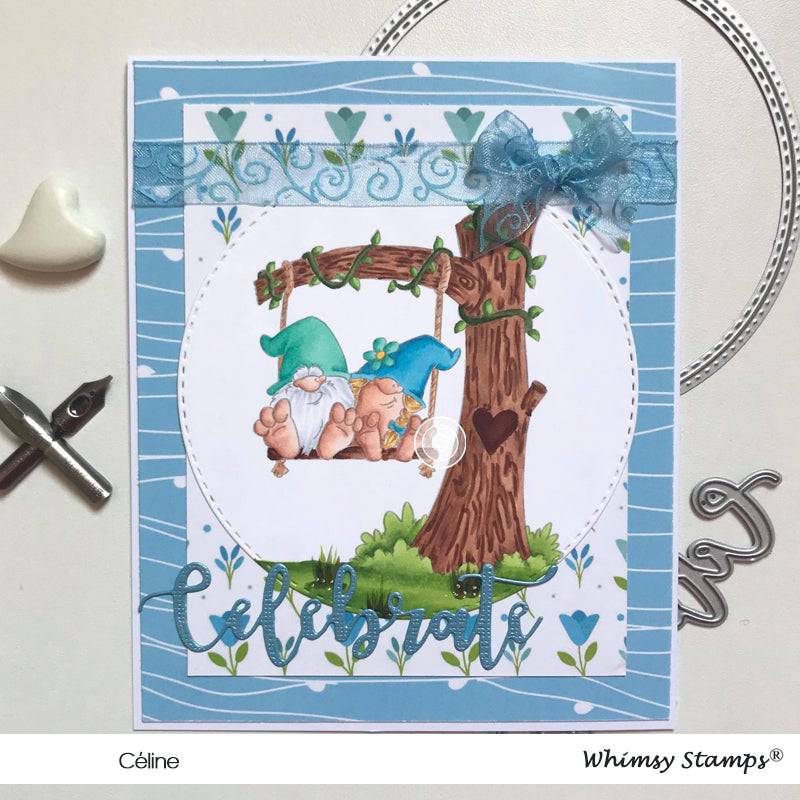 Gnomes Swinging - Digital Stamp - Whimsy Stamps